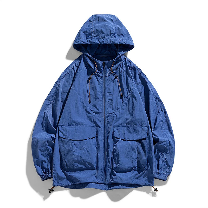 Summer Oversize Sunscreen Jacket Men Baggy Coat Outerwear Fashion Korean Streetwear Sun Protection Clothing Tops Male Plus Size o240812