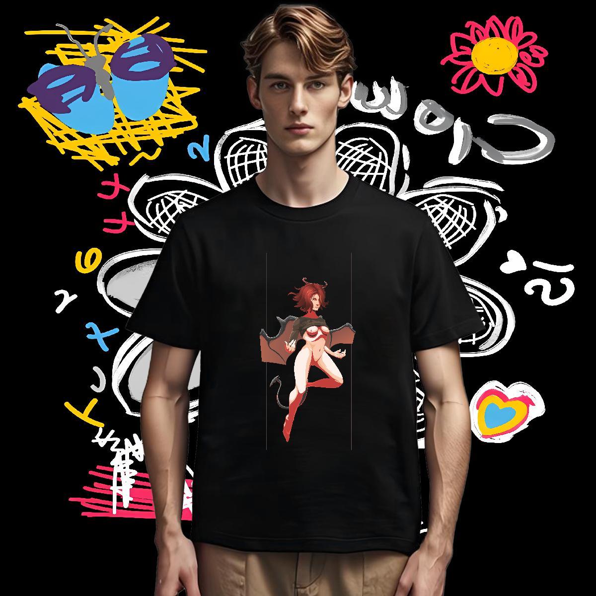 Men T Shirts 230g 100% Cotton portrait Outdoor Breathable Crew Neck Black Oversized Couples T Shirts 2024 DIY Soft Tops