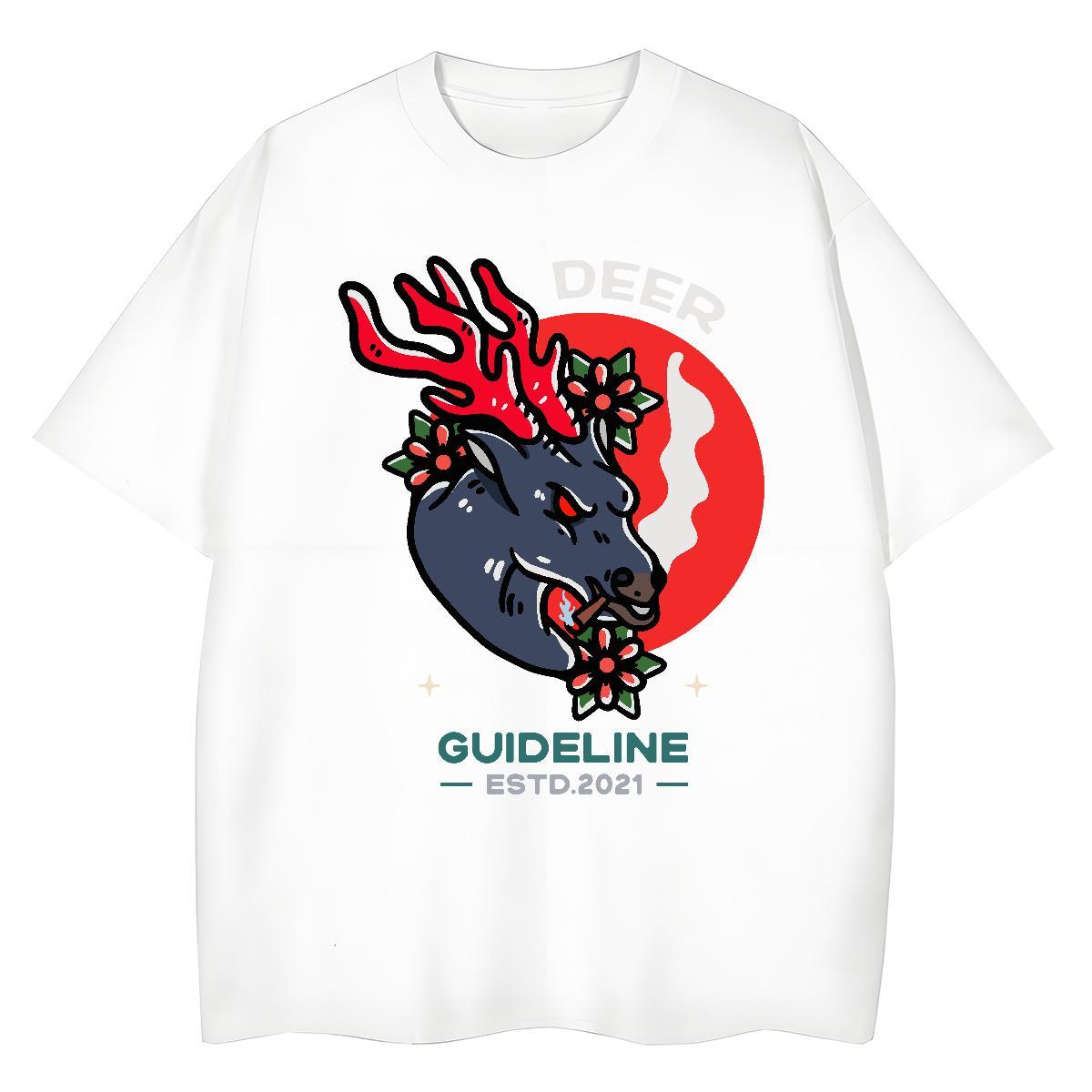 Cool Design Tshirt for Man Woman Street Casual 230g Pure Cotton Customized Print Breathable Short Sleeve Deer T-Shirts for Men 2024 New Tees Shirts