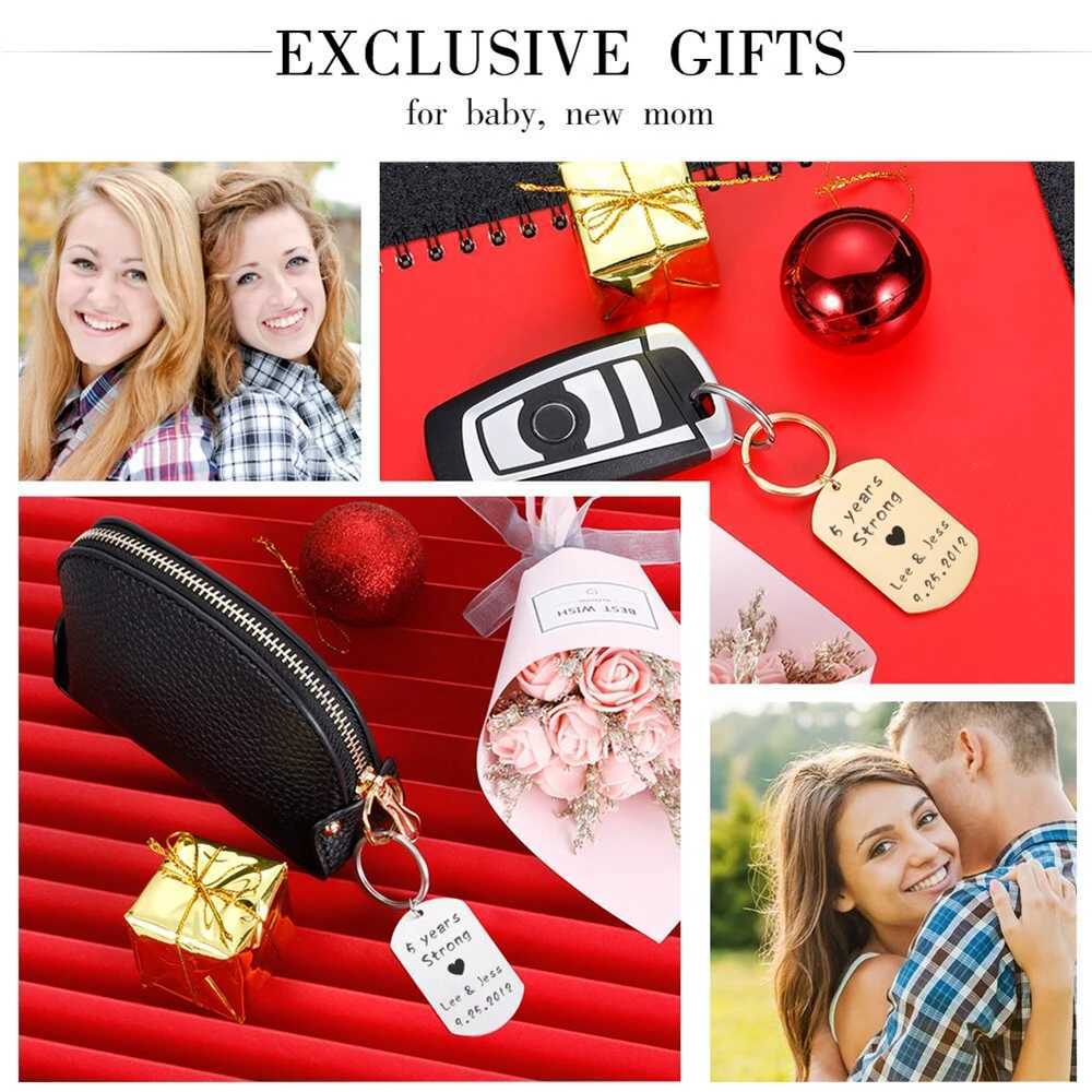Personalized photo keychain stainless steel laser engraving customized name date car keychain mens DIY gift W240808