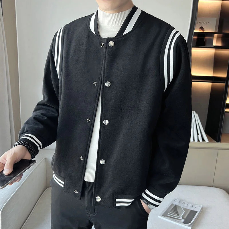 Autumn highquality mens jacket comparison striped casual baseball couple 240812