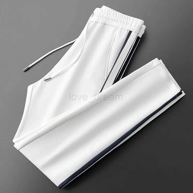 European fashion contrasting color patchwork casual pants mens spring summer high-end cotton comfortable straight sports pantsXJ240813
