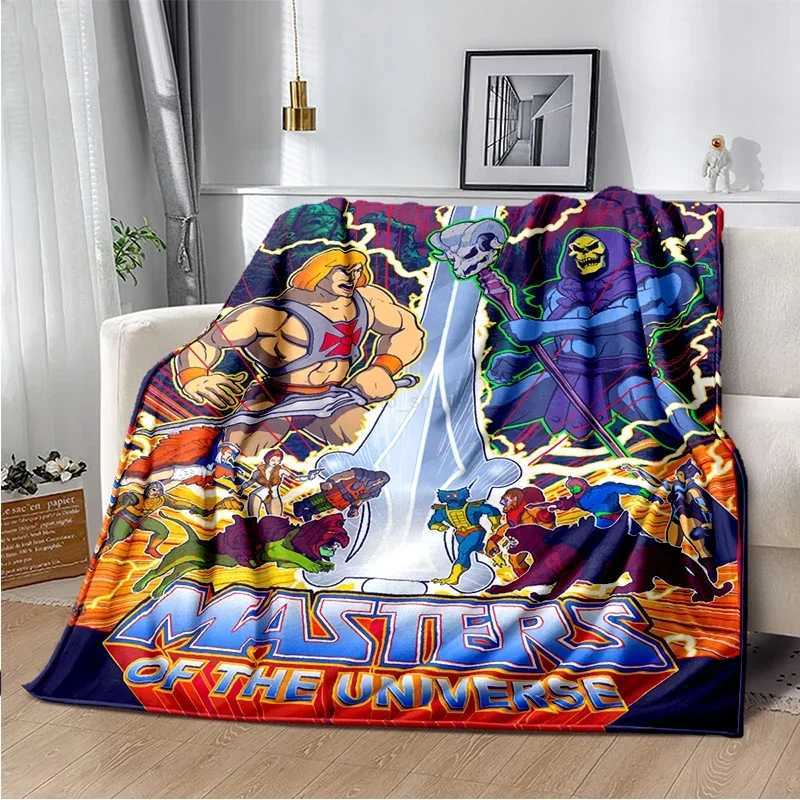 3D Printed Masters of The Universe Anime Blanket Cartoon He-Man Flannel Soft Comfortable Living Room Sofa Bed sXJ240813