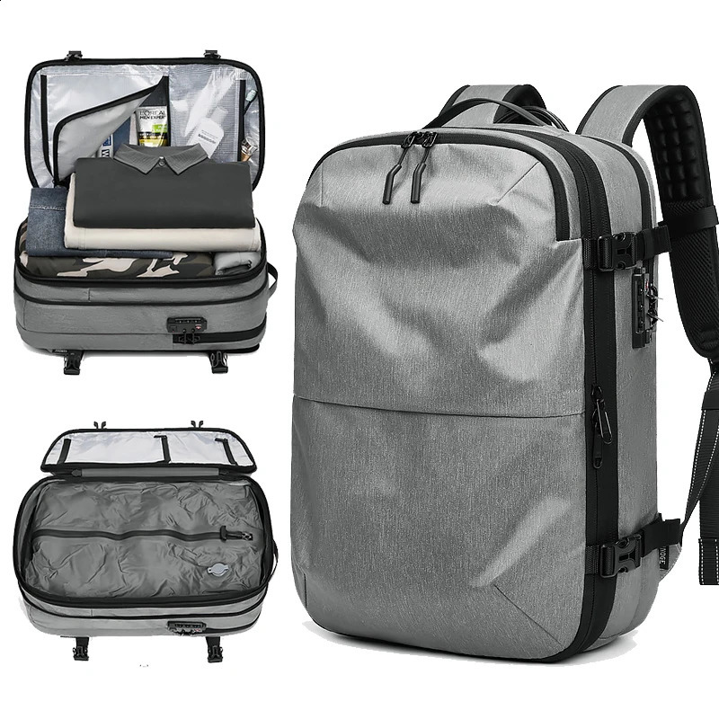 Mens Backpack Airback Vacuum Travel Business Multi functional High Capacity Scalable Waterproof Fashion Anti theft Bag 240813