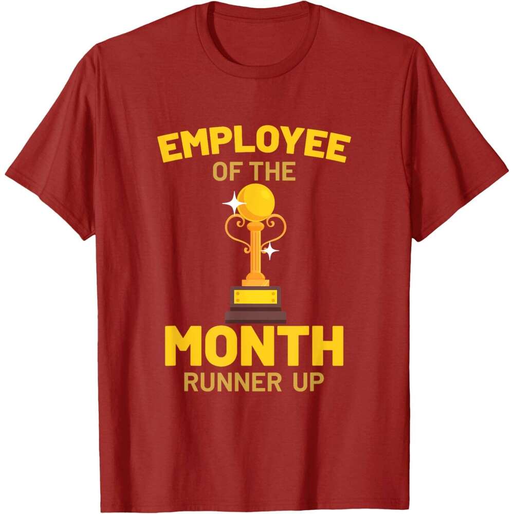 T shirt for Mens Employee of the Month Runner Up Funny Trophy Gift T-Shirt Shirts Tshirt Graphic Tee Casual Tops Clothes Short sleeve