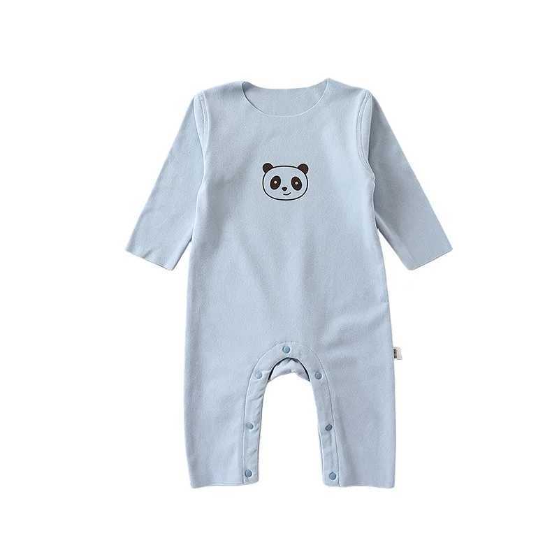 Autumn and winter newborn boys pajamas long sleeved Ins round neck velvet cartoon panda print baby boys tight fitting clothes baby boys jumpsuit W2408