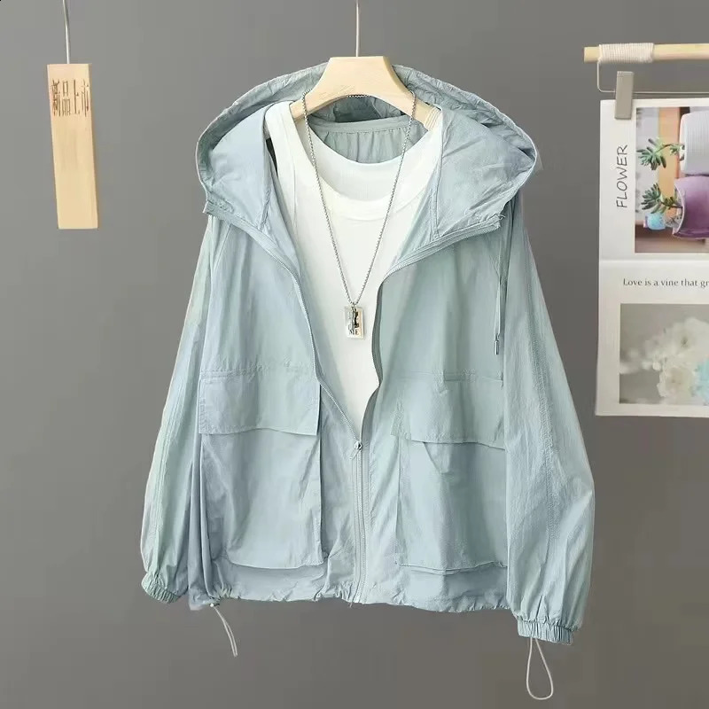 Women Sunscreen Coat Loose Large Size Breathable SunProtective Clothing Jacket Fashion Outdoor Thin QuickDrying Top Female 240812