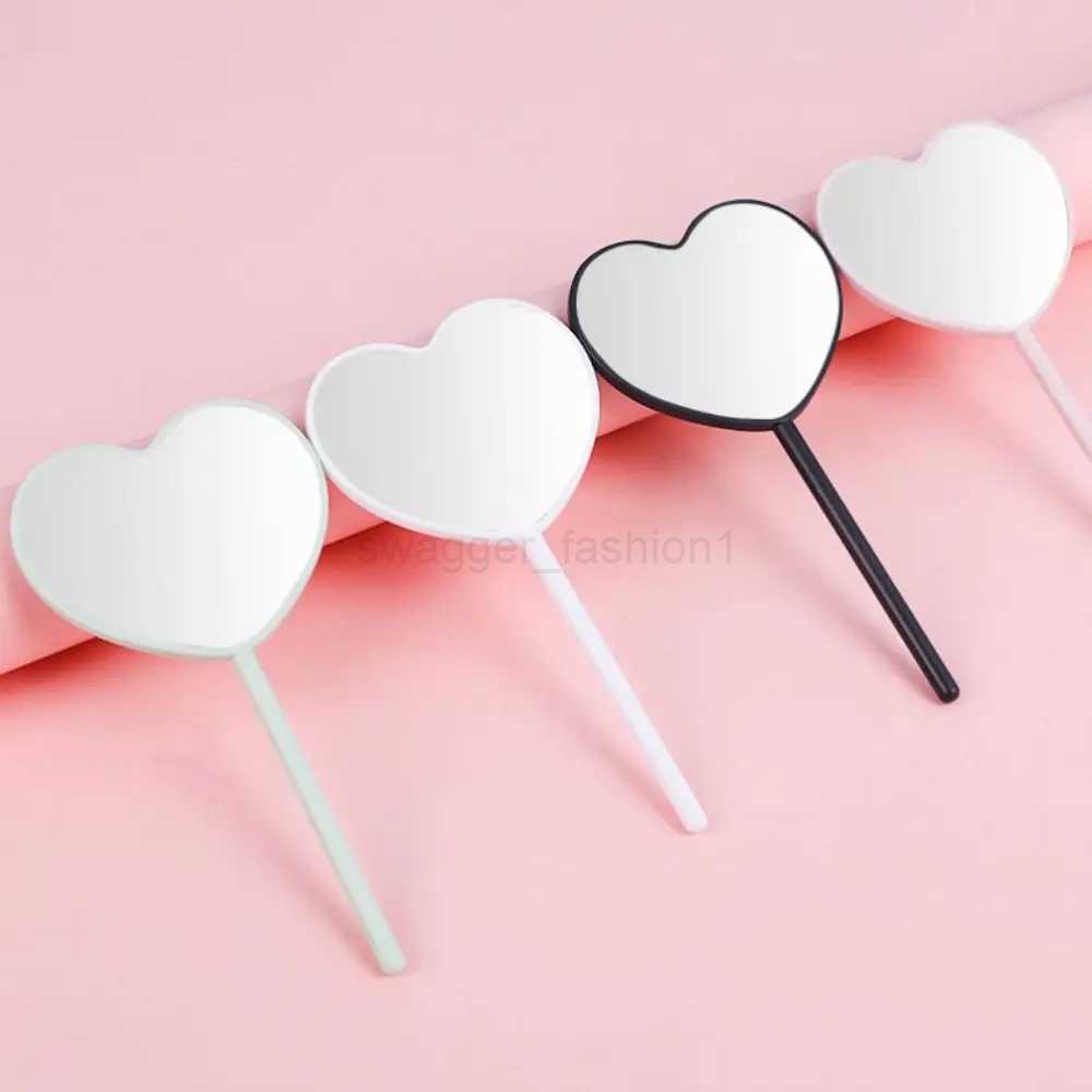 Hand-held Makeup Mirror Girly Heart Handmade DIY Cute Cosmetic Woman Girls Creative Durable Portable Love Heart Handle MirrorXJ240813