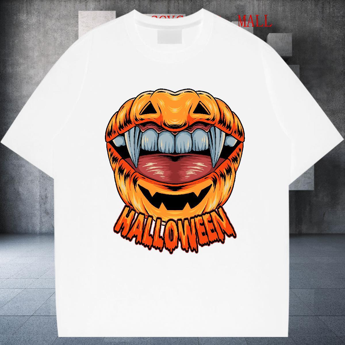Cool Design T-Shirts pumpkin Breathable Short Sleeve Street Casual Plus Size Cartoon 230g 100% Cotton Couples T Shirts DIY Tops Tees