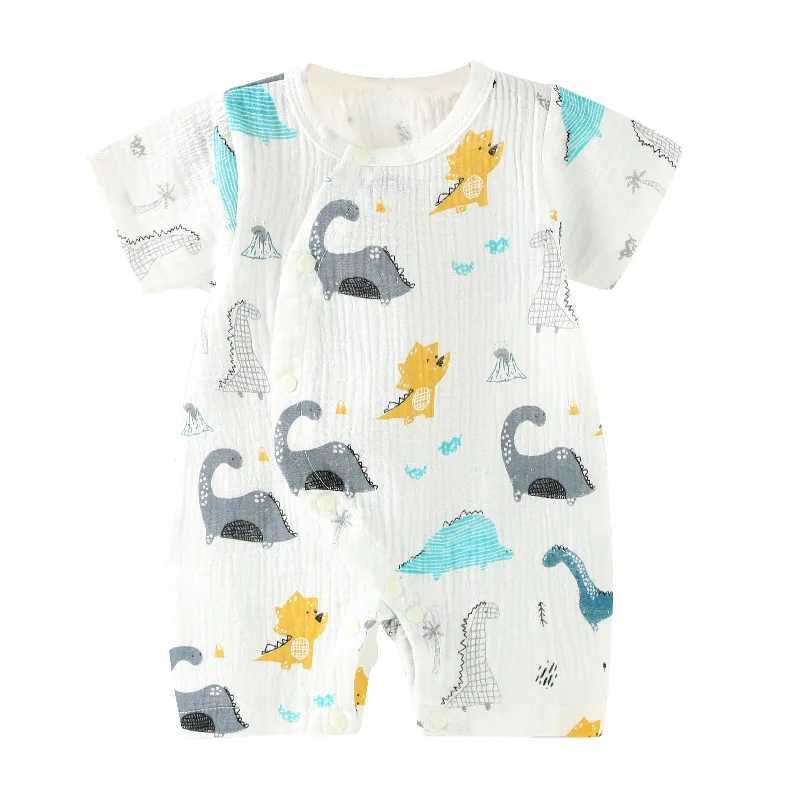 Baby summer clothing newborn jumpsuit baby girl boy thin cotton short sleeved jumpsuit W240812