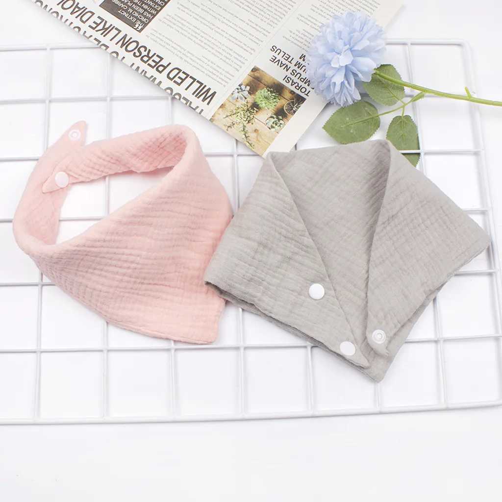 Bibs Burp Cloths New Thin Baby Gauze Triangle Towel with Double-layer Snap Closure Newborn Bib Baby Saliva Towel Baberos Beb BibL4812