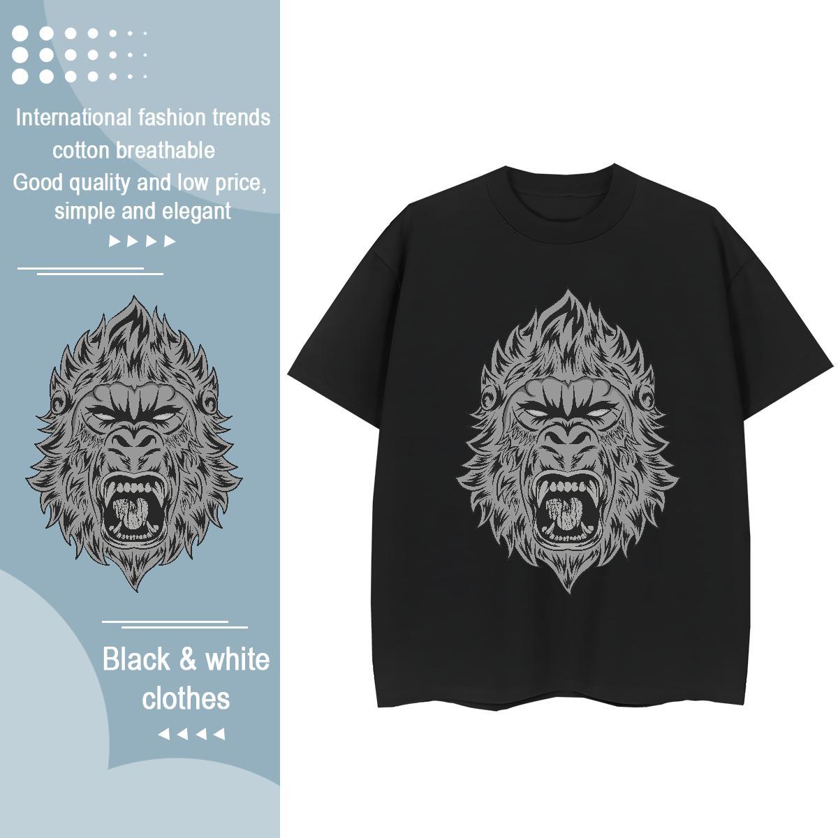 TOP Quality Mens T Shirts chimpanzee Breathable Short Sleeve Spring Summer Custom Printed 230g Pure Cotton Men Tops Tees Fashion Wear