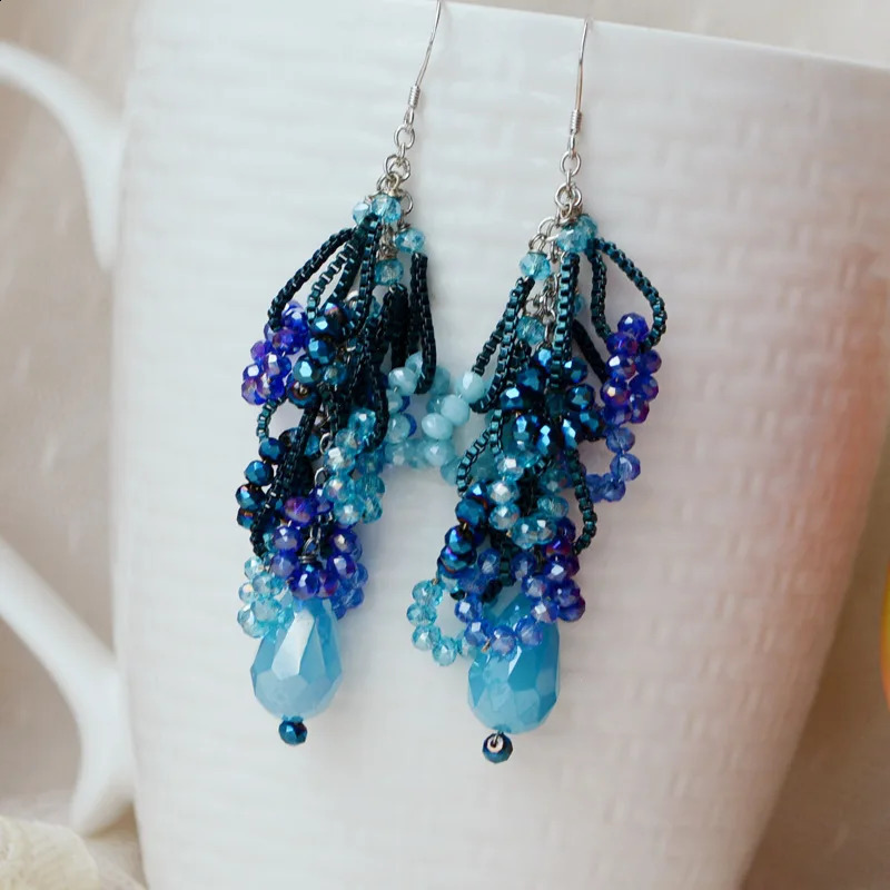 Bohemian style earrings ethnic handmade tassel earrings womens hollow bead pendant earrings jewelry gifts 240810