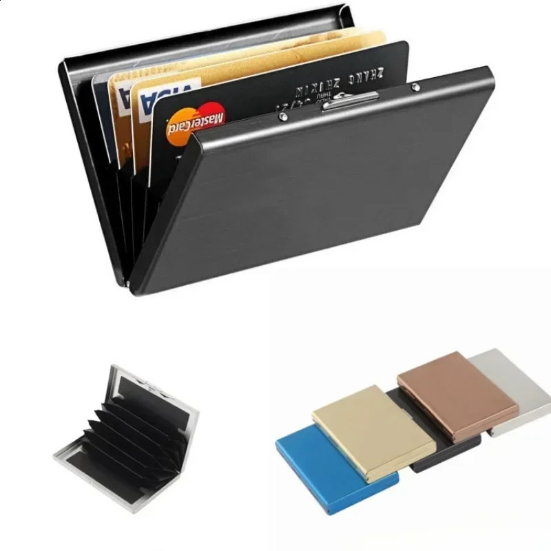 1pc Card Holder Men RFID Blocking Aluminum Metal Slim Wallet Money Bag Antiscan Credit Thin Case Small Male 240812