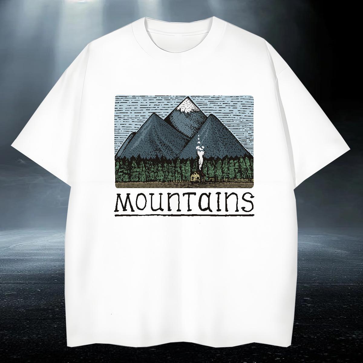 Wholesale Couples T Shirts Sport 230g Cotton Custom Print Plus Size Short Sleeve O-Neck mountains T Shirts Men Factory Direct Tshirts