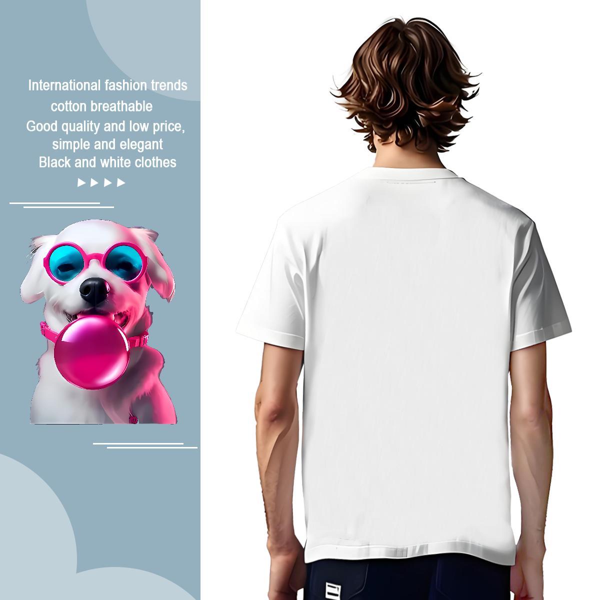 T Shirts Men 230g Cotton Casual Beach Breathable Plus Size Cartoon Tshirt for Man Woman 2024 DIY Unisex Tees Shirts