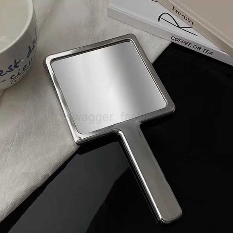Ins Liquid Shape Square Mirror Mini Hand-held Desktop Cosmetic Mirror Makeup Mirror Travel Metallic Portable Beauty MirrorXJ240813