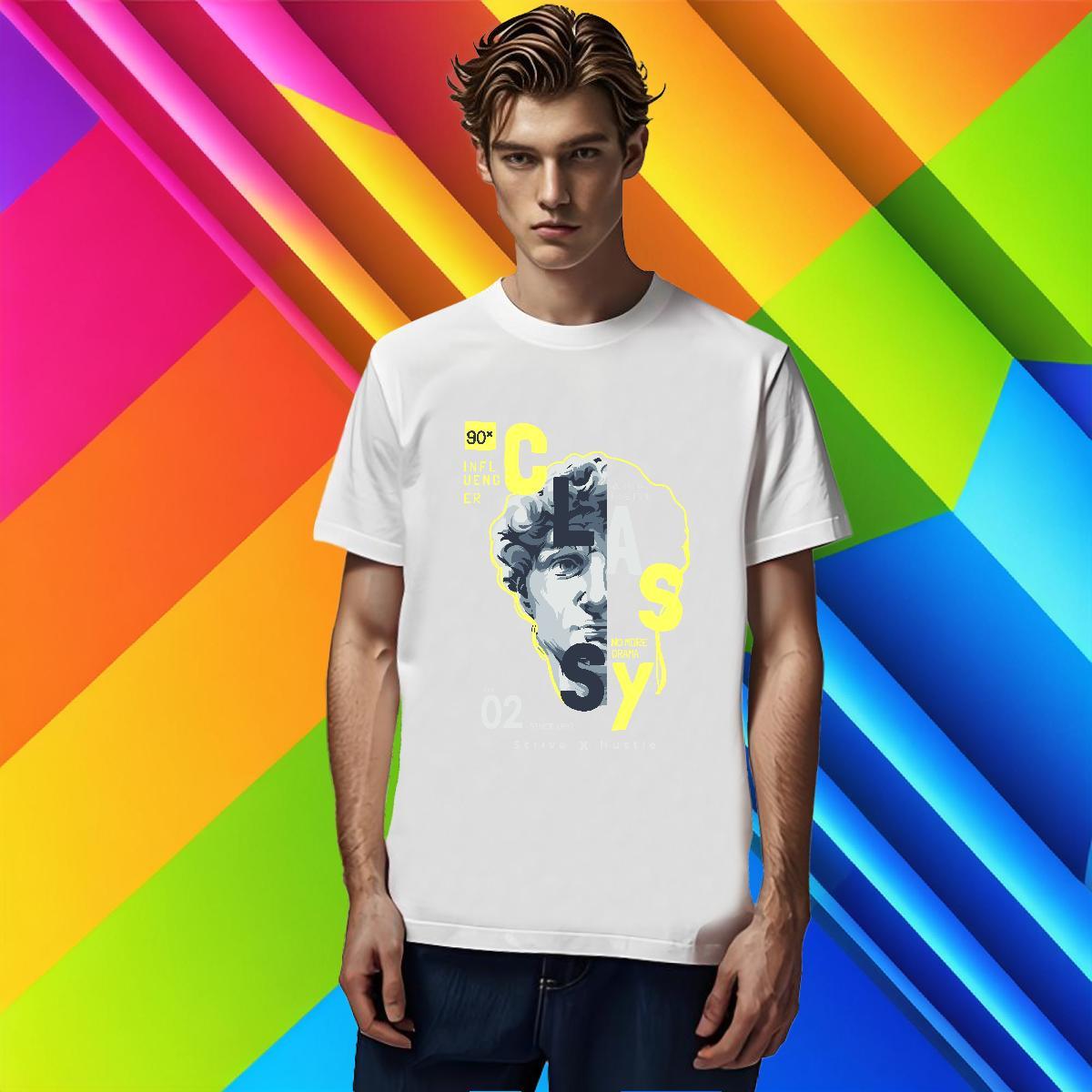 T-Shirts for Men 230g 100% Cotton portrait High Street Hip Hop Breathable Short Sleeve Customized Print Men Clothes T-Shirt Fashion New Popular Top Te