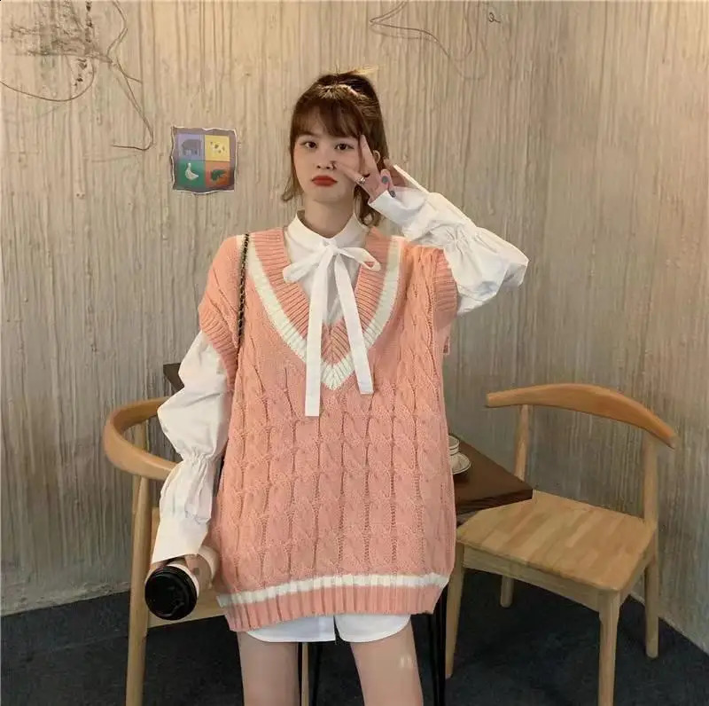 White Japanese Harajuku Kawaii Sweater Women Fairycore Preppy Style Long Sleeve Sweaters Korean Fashion Two Piece Set Clothes 240812