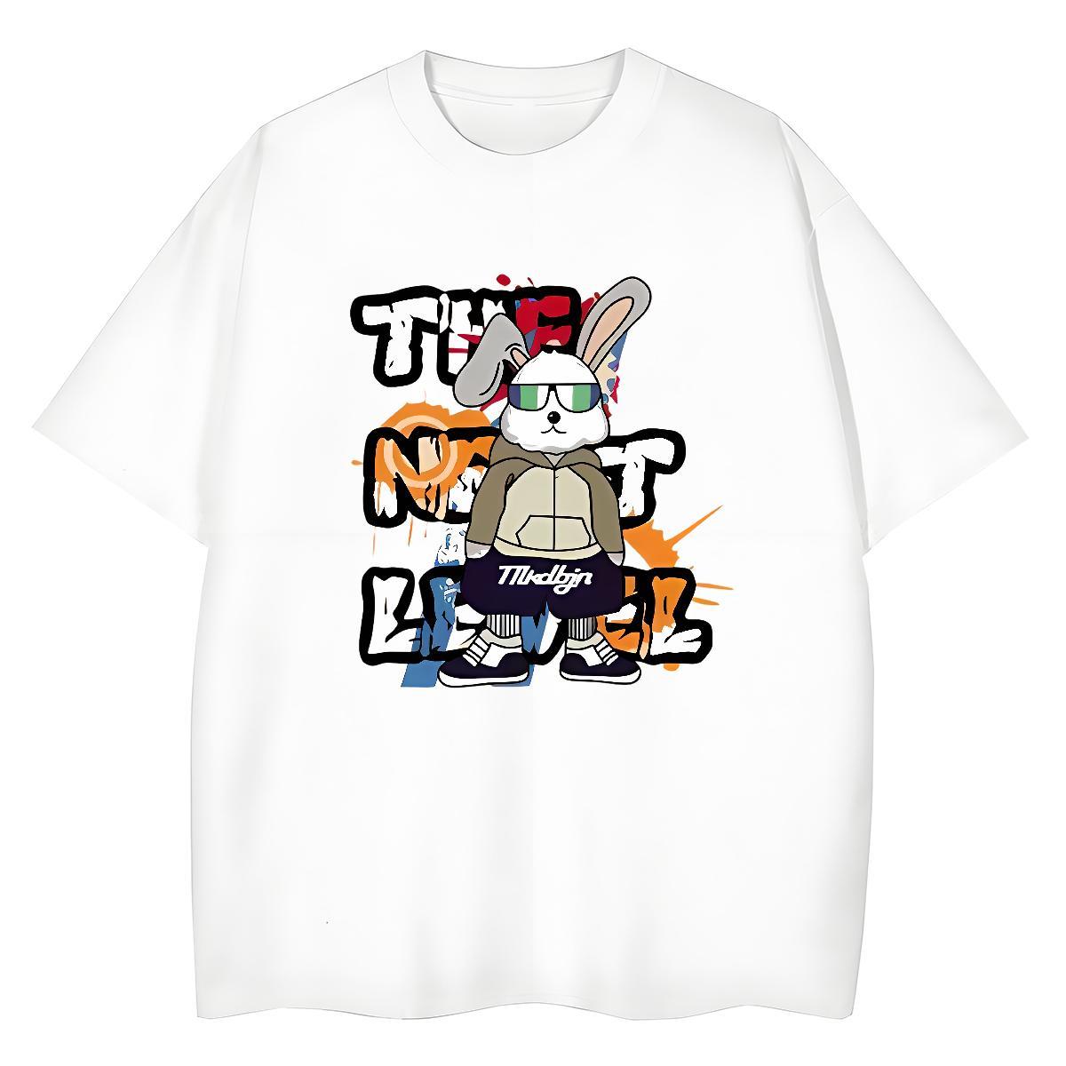 Cool Design Men T Shirts rabbit Crew Neck Breathable Street Casual Black Oversized 100% Cotton 230g Men Tees Factory Direct Tees Shirts