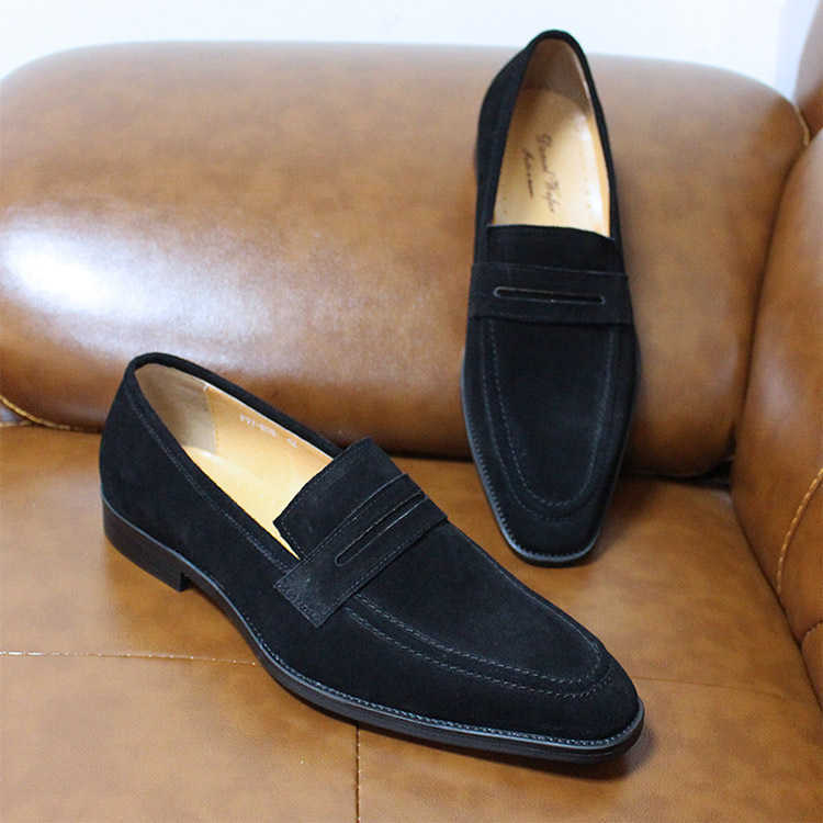 CMM Mens Genuine Leather Casual Shoes Autumn Suede One Foot Lazy Shoes New Mens Shoes Loafer Shoes