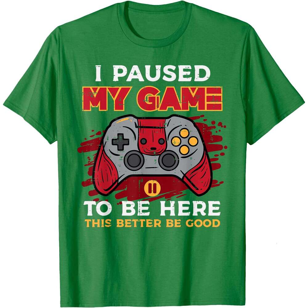 T shirt for Mens Paused My Game To Be Here Gamer Controller T-Shirt Shirts Tshirt Graphic Tee Casual Tops Clothes Short sleeve