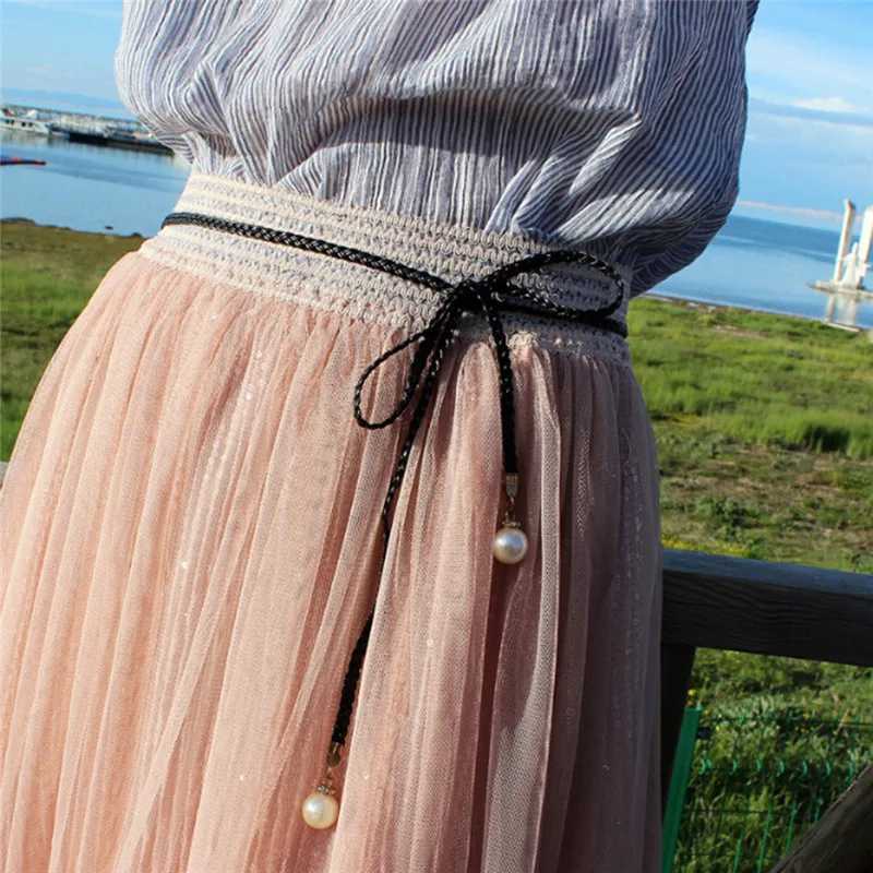 Womens Fashion Knot Waist Chain Womens Dress Retro Womens Waist Rope Pearl Belt Womens Clothing Accessories Spring/Summer W240807