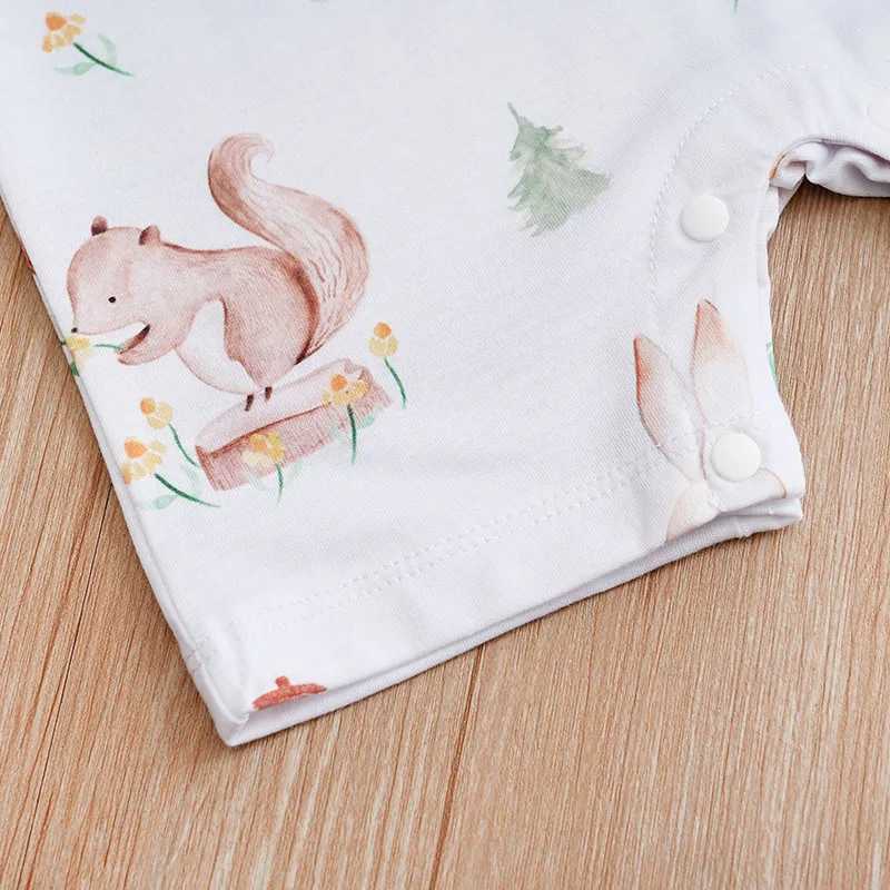 Green fox print newborn baby clothing 0-18 months comfortable wearing high-quality summer short sleeved jumpsuit W240812