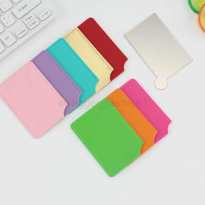 1PC Portable Mini Unbreakable Makeup Mirror Shatter Proof Card Style Pocket Cosmetic Mirror PU Leather Stainless Steel CardXJ240813