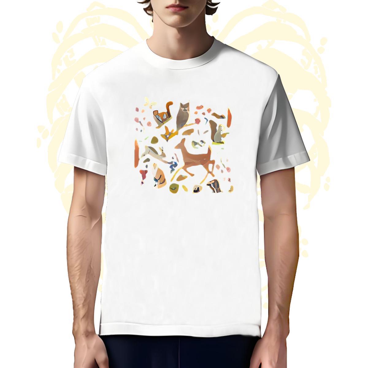 Comfortable T Shirt For Man Deer Crew Neck Street Casual Black Oversized 230g 100% Cotton Mens Tshirts Casual New Polos