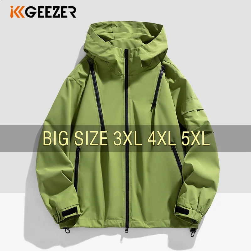 Men Jacket Coat Black Windbreaker Trench Plus Size 2024 Oversize Pockets Spring Autumn Hooded Casual Male Thin Softshell Loose 240812