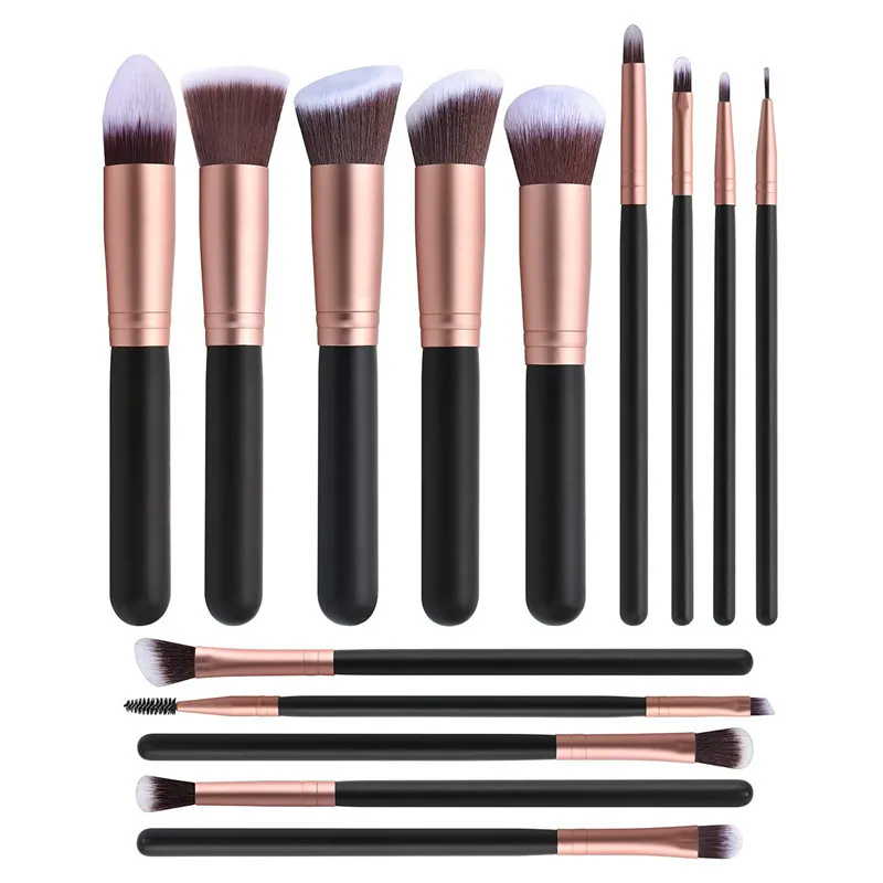 14 Pcs Makeup Brush Set With Brush Cleaner Premium Synthetic Foundation Face Powder Blush Eyeshadow Cruelty-free Juego De 14 Brochas De Maquillaje Who