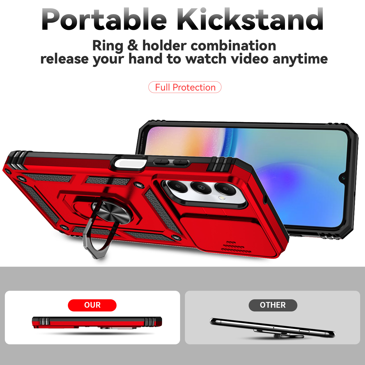 Military Grade Rugged Heavy Duty Cases Slide Camera Ring Stand Shockproof For Samsung A06 A16 A05 A05S A15 A25 A35 A55 A14 A24 A34 A54 A04 A13 A33 A53