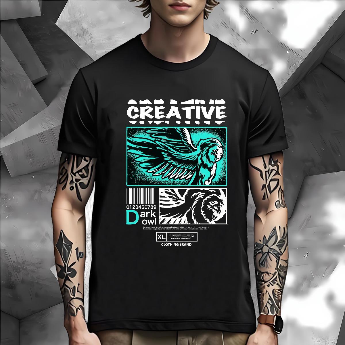 Cool T Shirts Men eagle Breathable Short Sleeve Casual Daily Wear Cartoon Print 100% Cotton 230g Tshirt for Man Woman Designer Tops Tees