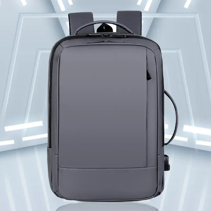 Mens expandable backpack with USB charging 156inch laptop bag mens large capacity waterproof business travel 240813