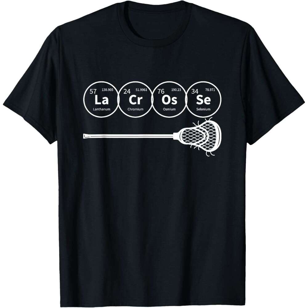 T shirt for Mens Lacrosse Periodic Table of Elements Chemistry T-Shirt Shirts Tshirt Graphic Tee Casual Tops Short sleeve Free shipping