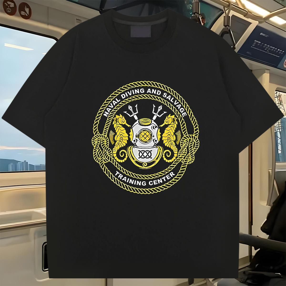 Free Shipping Men Clothes T-Shirt sea horse Daily Outfit 230g Pure Cotton Tops Tees Crew Neck Soft T-Shirts for Men DIY Printed
