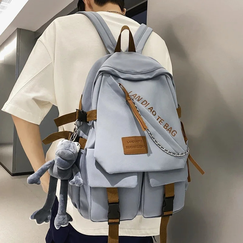 Large fashion mens backpack waterproof nylon Rucksack suitable for teenagers Kawaii womens cool lover travel shoulder Mochila 240813
