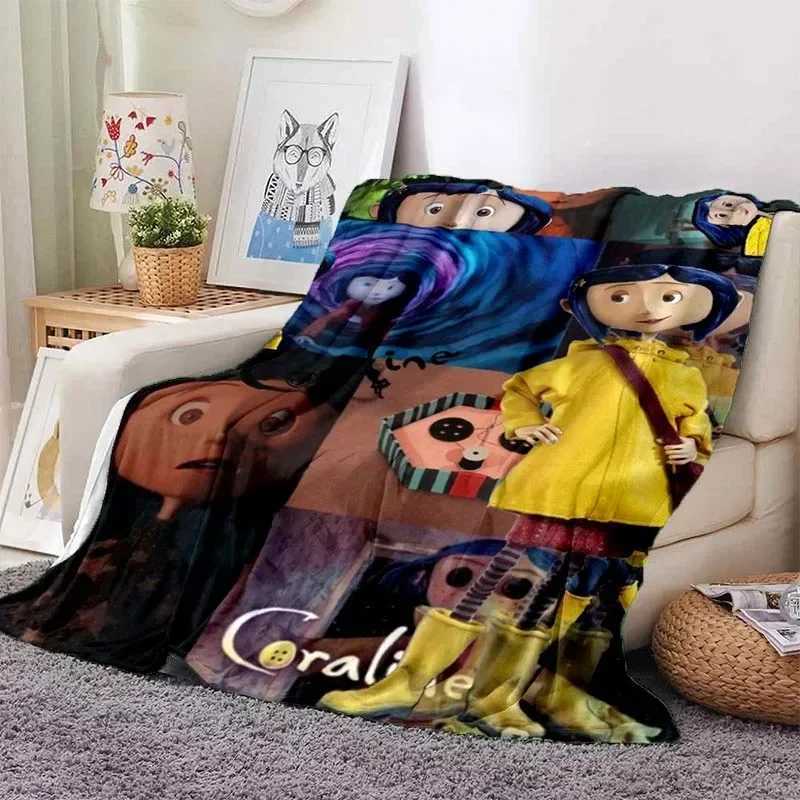 3D Print C-Coraline Animate Movie BlanketWarm and Soft Blanket For Couch Sofa Office Home Travel Camping Birthday GiftXJ240813