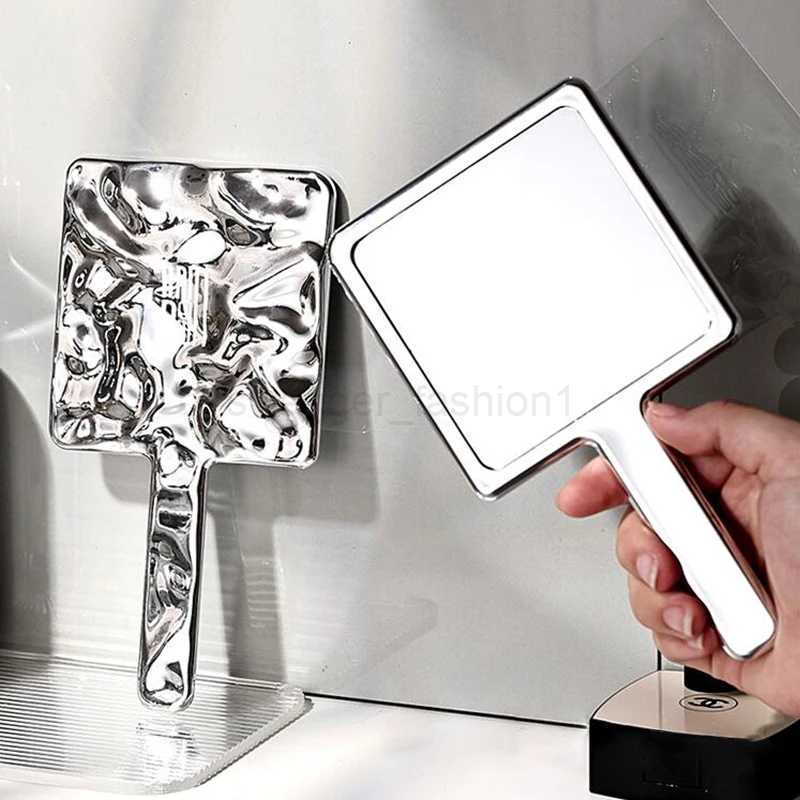 1Pcs Liquid Shape Square Mirror Mini Hand-held Desktop Cosmetic Makeup Mirror Travel Metallic Portable Beauty Mirror For HandbagXJ240813