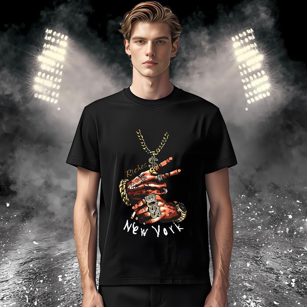 T Shirt For Man 230g 100% Cotton hands Daily Wear Breathable Soft Floral Print Men Tees Fashion Casual Popular Clothings