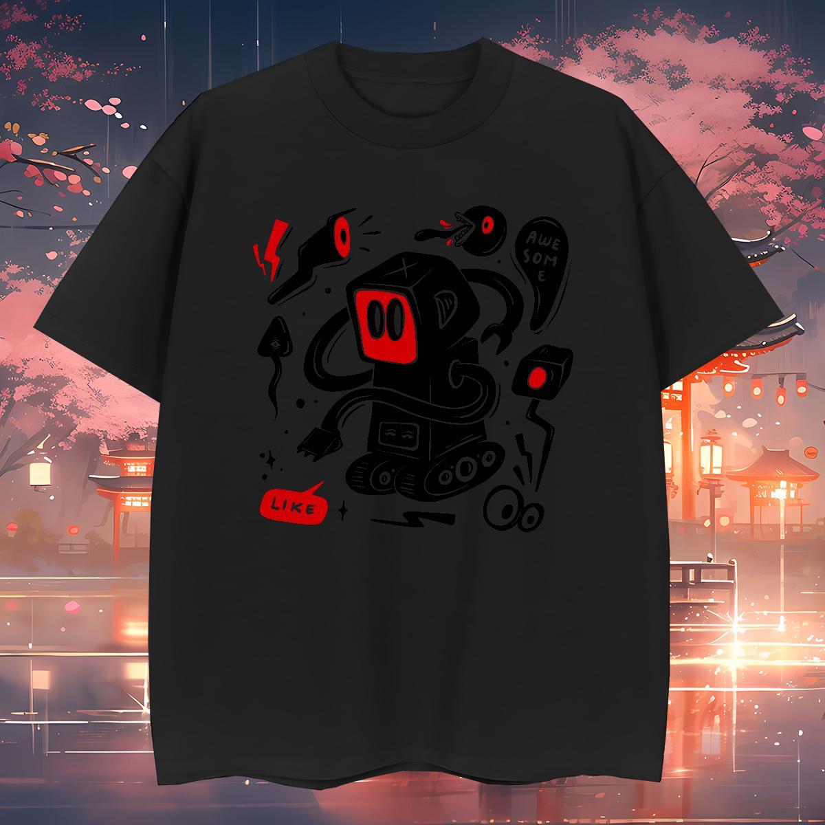 TOP Quality robot Men T Shirts Summer Casual Tshirt for Man Woman 230g Pure Cotton New O-Neck Short Sleeve DIY Printed Tee Shirt