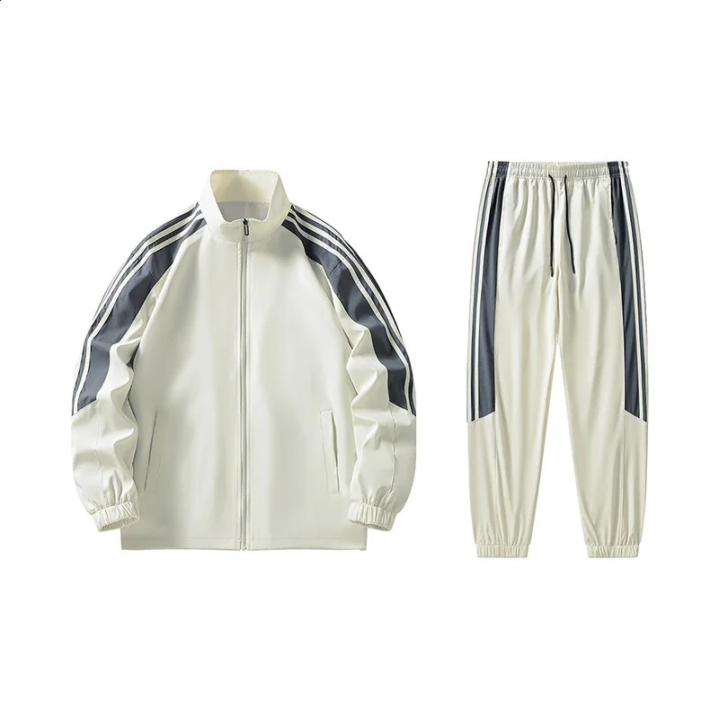 mens autumn hooded sweatshirt and sports pants twopiece fashionable casual suit standing collar youth street 240812
