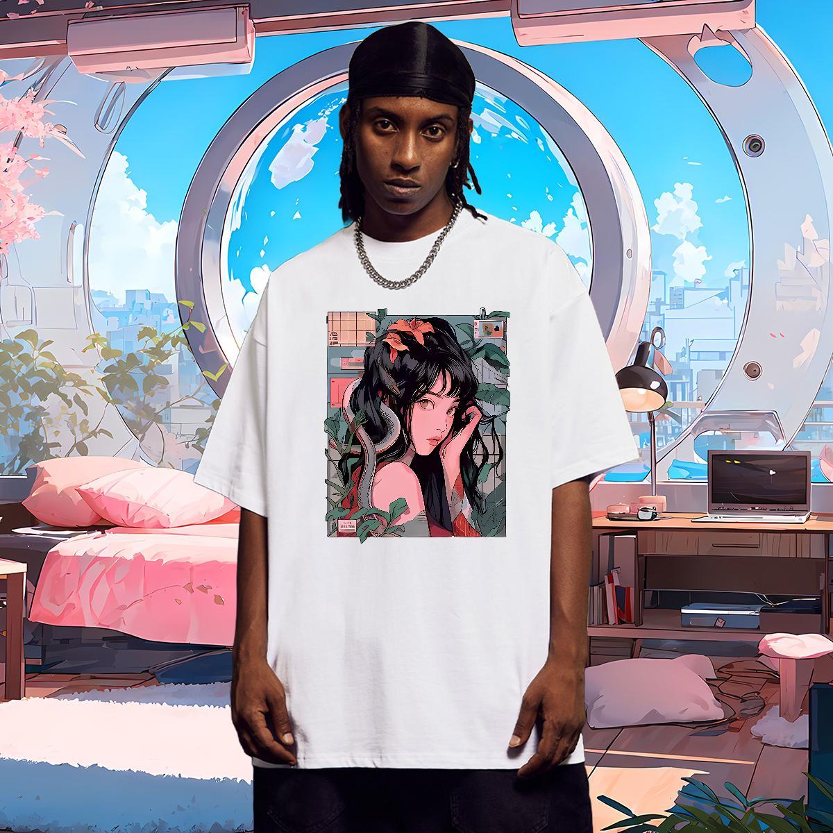 T-Shirts 100% Cotton 230g portrait Home Outdoor Breathable Crew Neck Black Oversized Tshirt for Man Woman 2024 Designer Classic Tops Shirt