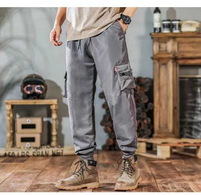 Trendy Solid Color Pants Multi Flap Pocket Mens Cargo Pants Loose Casual Outdoor Pants Mens Work Pants oversizedXJ240813