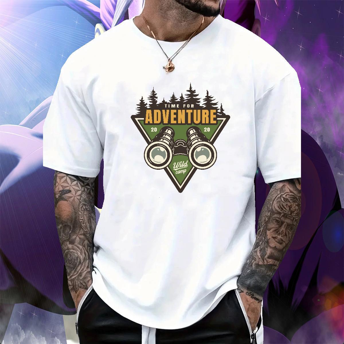Free Shipping Men Tops Tees Daily Outfit 230g Pure Cotton Anime Crew Neck letter T Shirt For Man Fashion New Tops Shirt