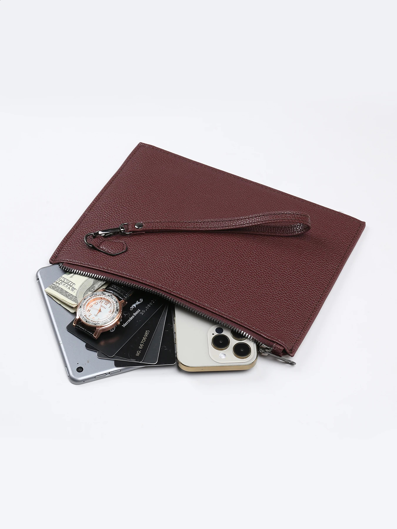 texture mens clutch bag large capacity soft leather handbag trend double bag business mens handbag 240812