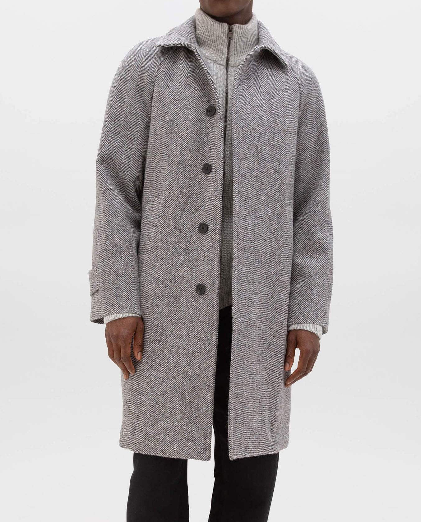 Men's Wool Blend Overcoat Classic Stand Lapel HarringboneTailored Blazer Coat Autumn Winter Windbreaker Custom Made Plus Size
