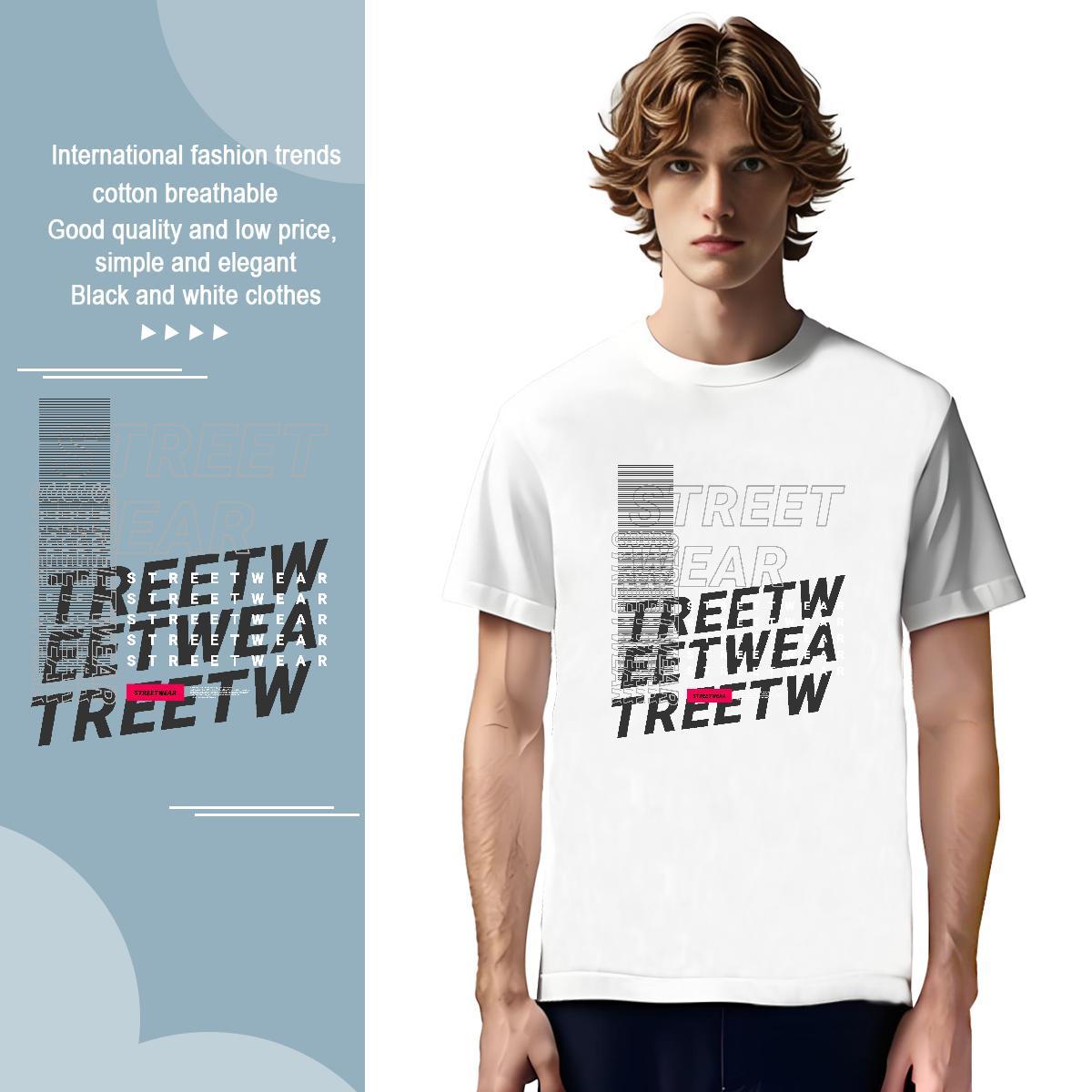TOP Quality letter T-Shirts for Men Sport Men Clothes T-Shirt 100% Cotton 230g 2024 New Crew Neck DIY Anime Tops Shirt