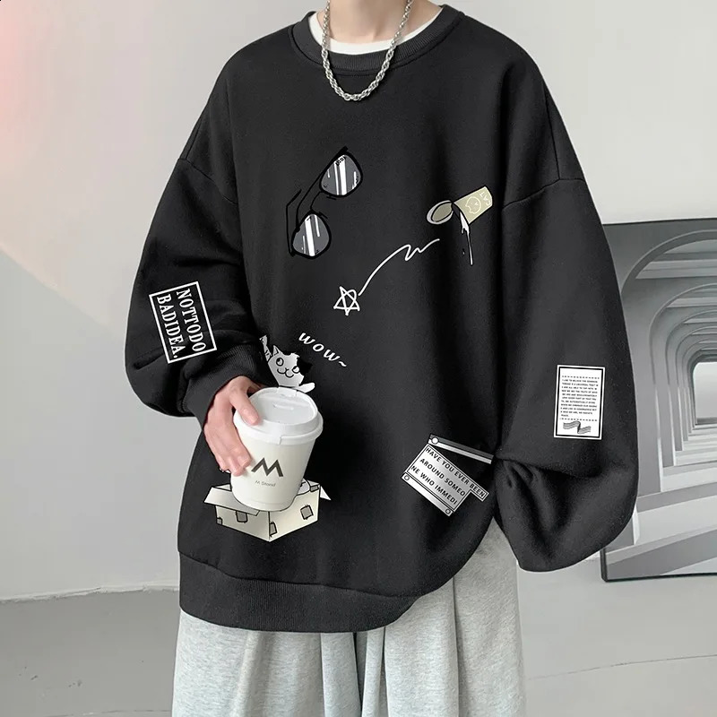 High Quality Autumn and Winter Casual Fashion Printing Trend Mens Long Sleeves 240812
